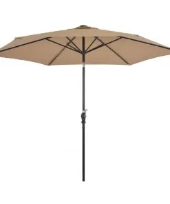 vidaXL Outdoor Parasol with LED Lights and Steel Pole 300 cm Taupe