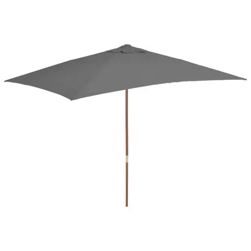 vidaXL Outdoor Parasol with Wooden Pole 200×300 cm Anthracite