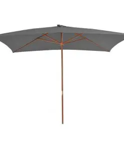 vidaXL Outdoor Parasol with Wooden Pole 200×300 cm Anthracite