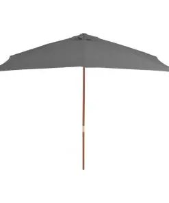 vidaXL Outdoor Parasol with Wooden Pole 200×300 cm Anthracite