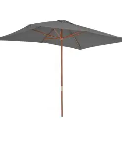 vidaXL Outdoor Parasol with Wooden Pole 200×300 cm Anthracite