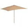 vidaXL Outdoor Parasol with Wooden Pole 200×300 cm Taupe