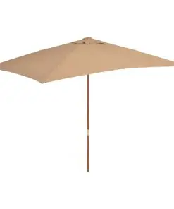vidaXL Outdoor Parasol with Wooden Pole 200×300 cm Taupe