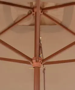 vidaXL Outdoor Parasol with Wooden Pole 200×300 cm Taupe