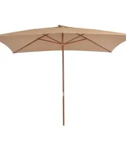 vidaXL Outdoor Parasol with Wooden Pole 200×300 cm Taupe