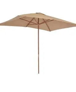vidaXL Outdoor Parasol with Wooden Pole 200×300 cm Taupe