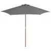 vidaXL Outdoor Parasol with Wooden Pole 270 cm Anthracite