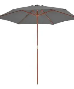 vidaXL Outdoor Parasol with Wooden Pole 270 cm Anthracite