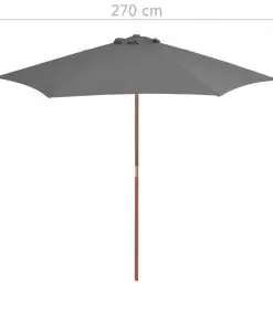 vidaXL Outdoor Parasol with Wooden Pole 270 cm Anthracite