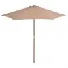 vidaXL Outdoor Parasol with Wooden Pole 270 cm Taupe vidaXL Outdoor Parasol with Wooden Pole 270 cm Taupe
