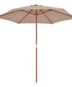 vidaXL Outdoor Parasol with Wooden Pole 270 cm Taupe