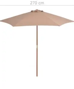 vidaXL Outdoor Parasol with Wooden Pole 270 cm Taupe