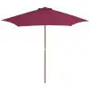 vidaXL Outdoor Parasol with Wooden Pole 270 cm Bordeaux Red