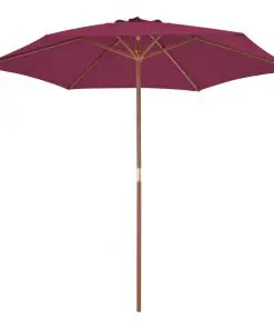 vidaXL Outdoor Parasol with Wooden Pole 270 cm Bordeaux Red