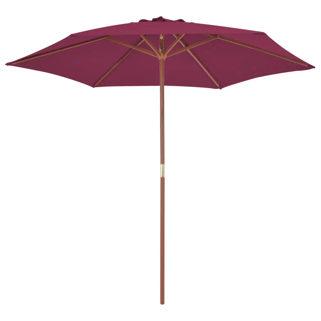 vidaXL Outdoor Parasol with Wooden Pole 270 cm Bordeaux Red