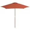 vidaXL Outdoor Parasol with Wooden Pole 270 cm Terracotta vidaXL Outdoor Parasol with Wooden Pole 270 cm Terracotta