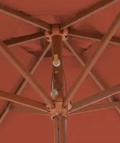 vidaXL Outdoor Parasol with Wooden Pole 270 cm Terracotta