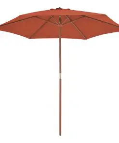 vidaXL Outdoor Parasol with Wooden Pole 270 cm Terracotta