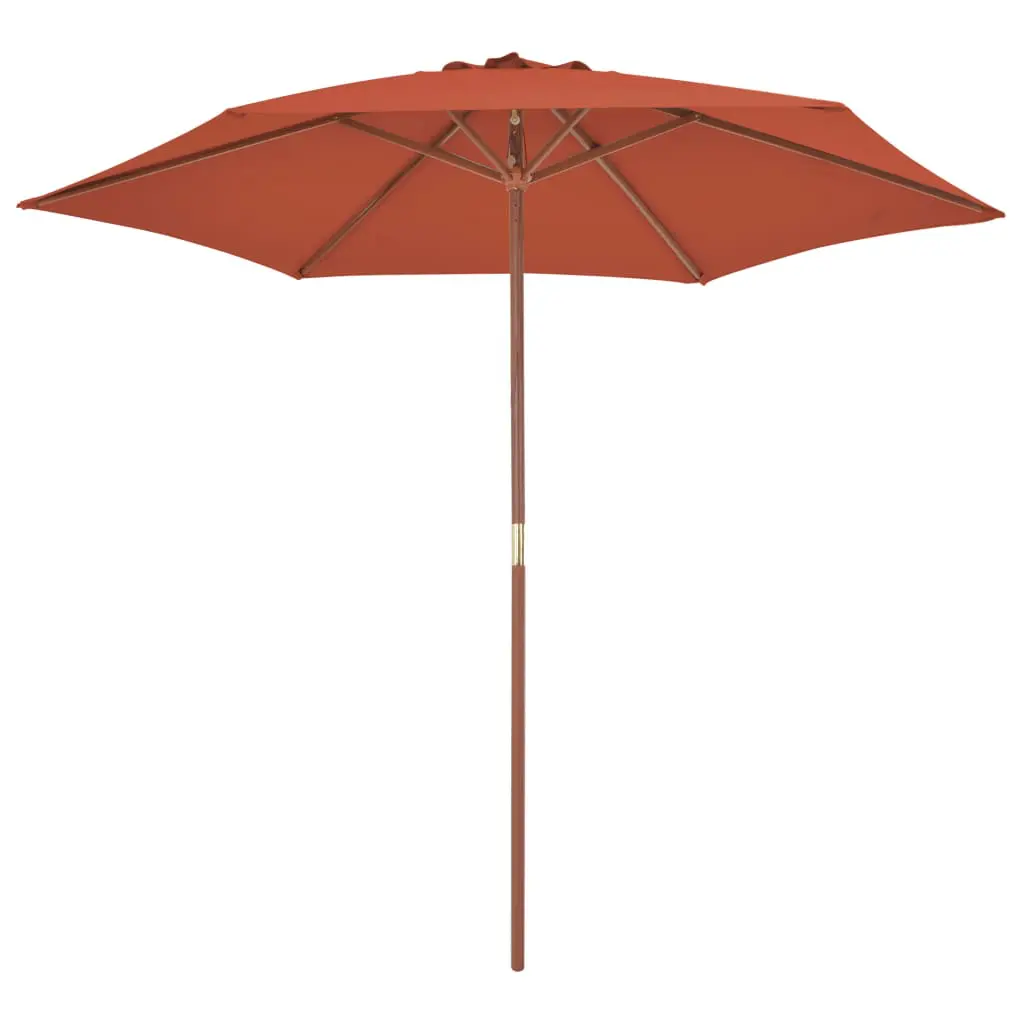 vidaXL Outdoor Parasol with Wooden Pole 270 cm Terracotta