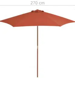 vidaXL Outdoor Parasol with Wooden Pole 270 cm Terracotta