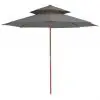 vidaXL Double Decker Parasol with Wooden Pole 270 cm Anthracite vidaXL Double Decker Parasol with Wooden Pole 270 cm Anthracite