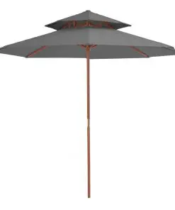 vidaXL Double Decker Parasol with Wooden Pole 270 cm Anthracite