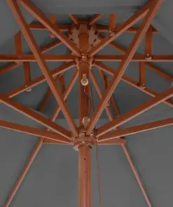 vidaXL Double Decker Parasol with Wooden Pole 270 cm Anthracite