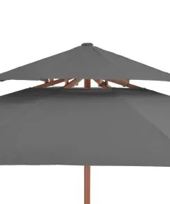 vidaXL Double Decker Parasol with Wooden Pole 270 cm Anthracite