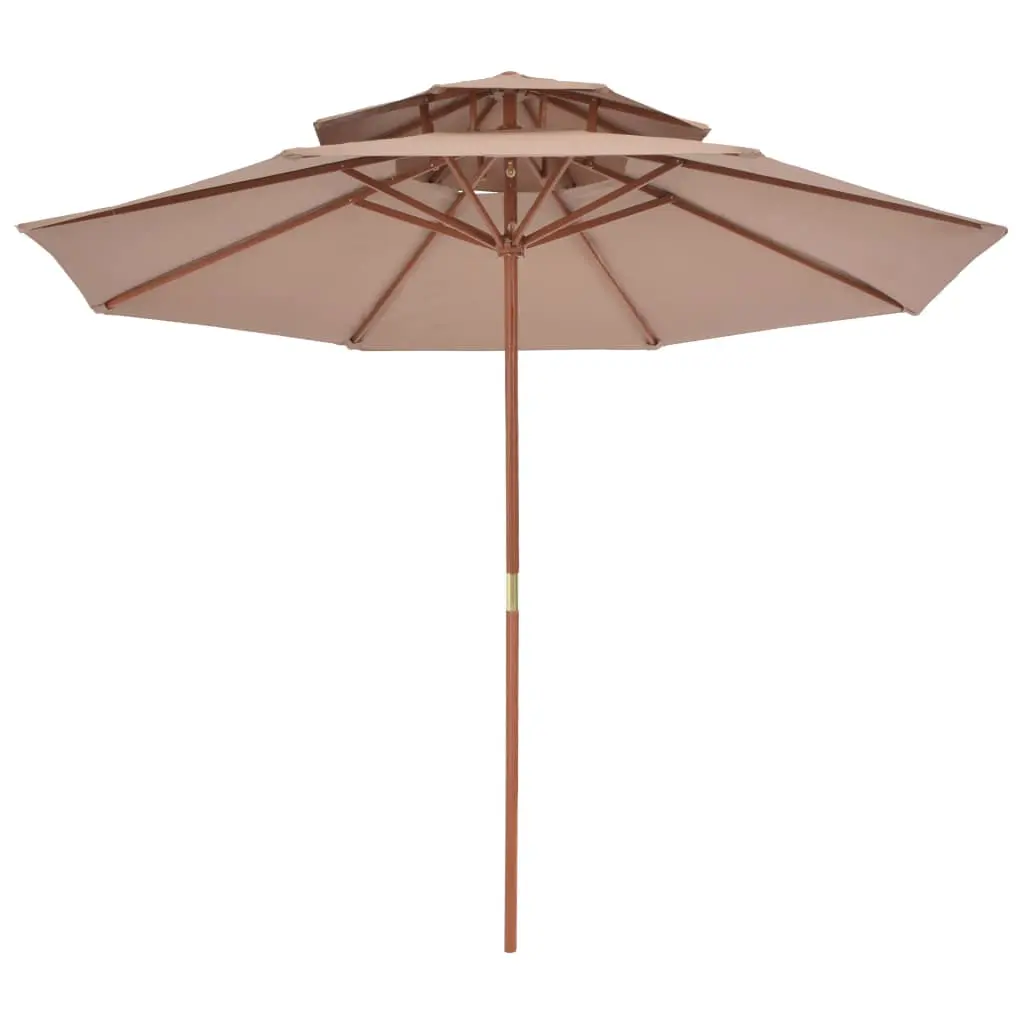 vidaXL Double Decker Parasol with Wooden Pole 270 cm Taupe