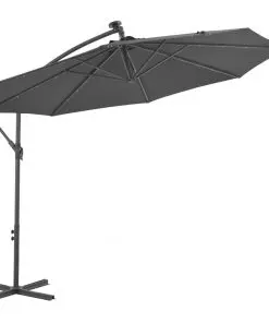 vidaXL Cantilever Umbrella LED Lights and Steel Pole 300cm Anthracite