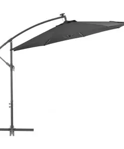 vidaXL Cantilever Umbrella LED Lights and Steel Pole 300cm Anthracite