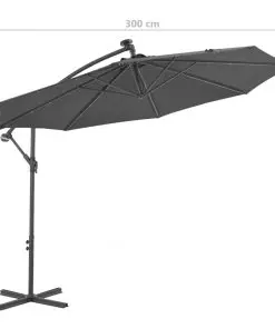 vidaXL Cantilever Umbrella LED Lights and Steel Pole 300cm Anthracite