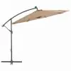 vidaXL Cantilever Umbrella with LED Lights and Steel Pole 300 cm Taupe