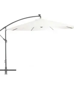 vidaXL Cantilever Umbrella with LED Lights and Metal Pole 350 cm Sand