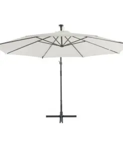 vidaXL Cantilever Umbrella with LED Lights and Metal Pole 350 cm Sand