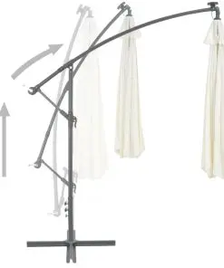 vidaXL Cantilever Umbrella with LED Lights and Metal Pole 350 cm Sand