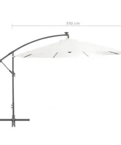 vidaXL Cantilever Umbrella with LED Lights and Metal Pole 350 cm Sand