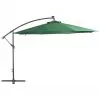 vidaXL Cantilever Umbrella with LED Lights and Metal Pole 350 cm Green