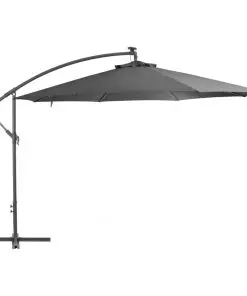 vidaXL Cantilever Umbrella with LED Lights and Metal Pole 350 cm Anthracite