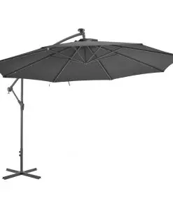 vidaXL Cantilever Umbrella with LED Lights and Metal Pole 350 cm Anthracite