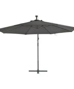 vidaXL Cantilever Umbrella with LED Lights and Metal Pole 350 cm Anthracite