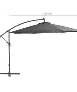 vidaXL Cantilever Umbrella with LED Lights and Metal Pole 350 cm Anthracite