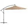 vidaXL Cantilever Umbrella with LED Lights and Metal Pole 350 cm Taupe