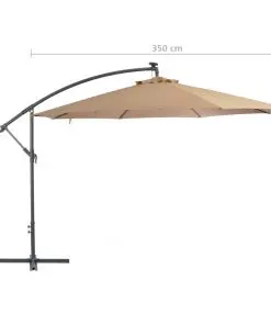 vidaXL Cantilever Umbrella with LED Lights and Metal Pole 350 cm Taupe