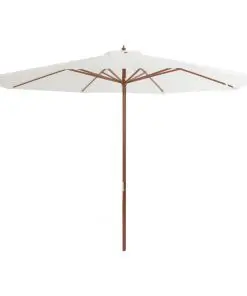 vidaXL Outdoor Parasol with Wooden Pole 350 cm Sand White