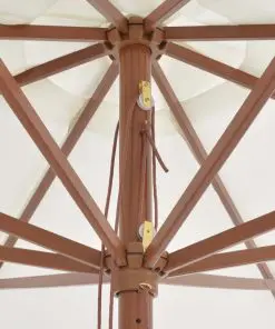 vidaXL Outdoor Parasol with Wooden Pole 350 cm Sand White