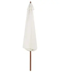 vidaXL Outdoor Parasol with Wooden Pole 350 cm Sand White