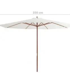 vidaXL Outdoor Parasol with Wooden Pole 350 cm Sand White