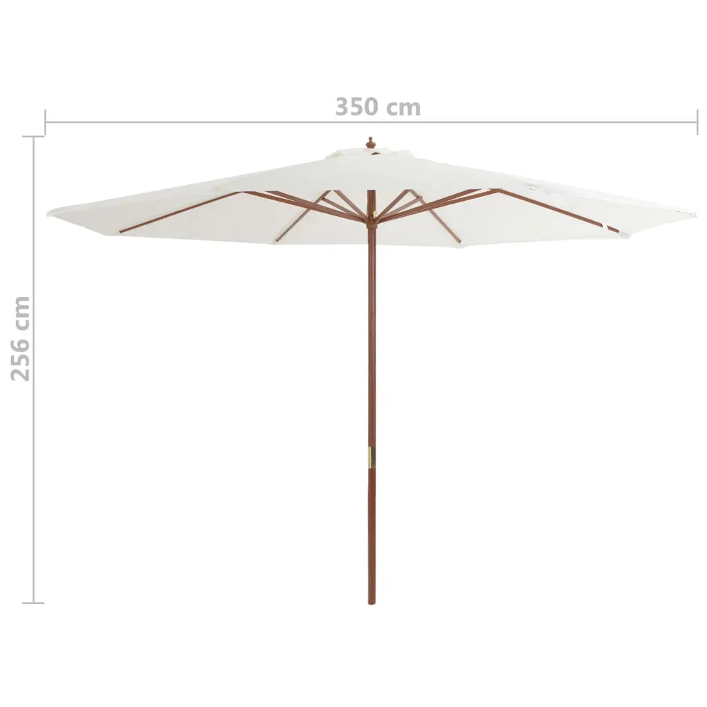 vidaXL Outdoor Parasol with Wooden Pole 350 cm Sand White