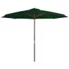 vidaXL Outdoor Parasol with Wooden Pole 350 cm Green